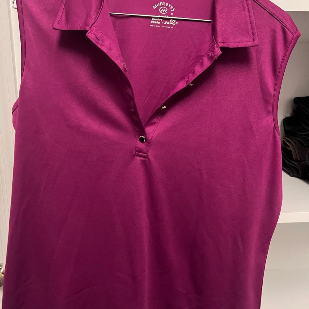 Women's Sleeveless Polo Top - Magenta